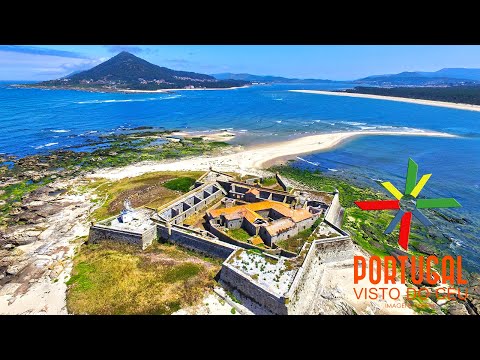 4К видео прошетка мал остров со тврдина и на плажата Моледо во северна Португалија