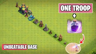 One Raged Troop Vs Level 1 Straight Line Defense Formation | Clash of clans