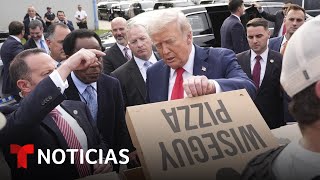 Trump entregó alimentos a policías y guardias nacionales en Washington D. C. | Noticias Telemundo