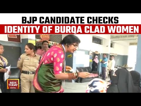 BJP's Hyderabad Candidate Madhavi Latha Checks Identity Of Burqa-Clad Women
