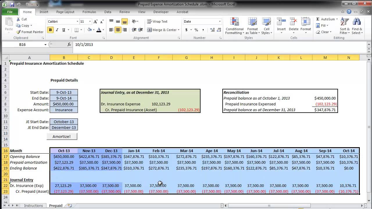 Prepaid Expense Amortization Schedule Walkthrough LedgerLiberty YouTube