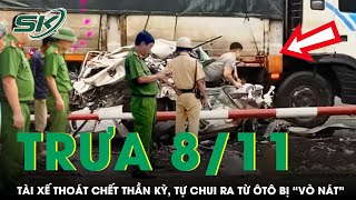 Trưa 8/11: Tài xế thoát chết thần kỳ như phim, tự chui ra từ ôtô bị “vò nát” sau va chạm giao thông