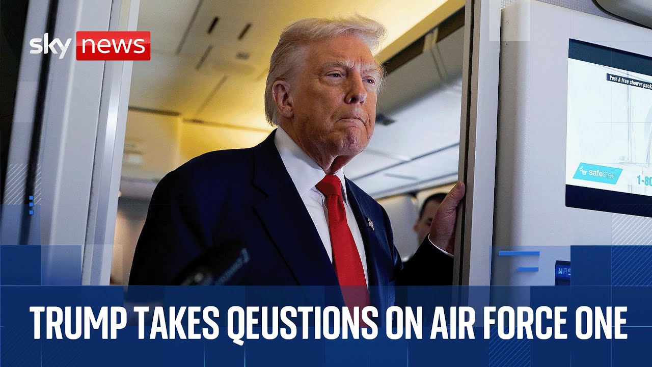Trump speaks to reporters on Air Force One as he heads to Florida