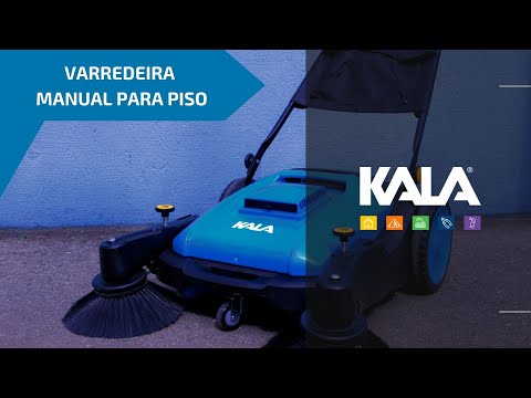 Varredeira Manual para Piso com 3 Escovas 40L Azul Kala - Vídeo explicativo