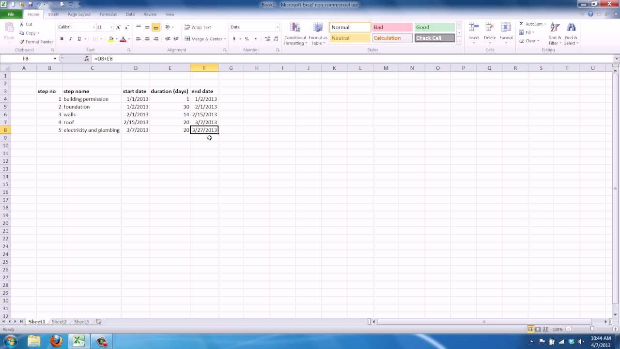 how-to-calculate-a-project-completion-date-in-excel-2010-youtube