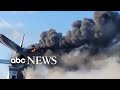 Cruise funnel catches fire