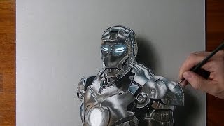 Drawing time lapse: Iron Man – hyperrealistic art
