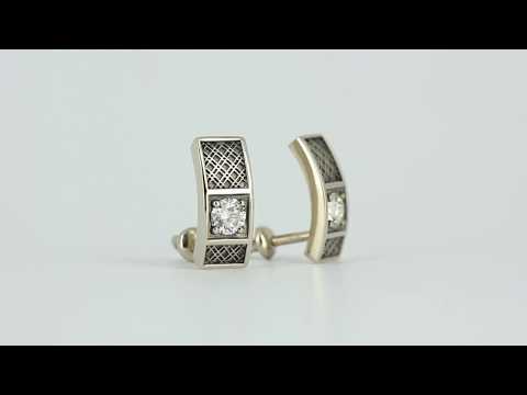 Золотые серьги с бриллиантами и чернением