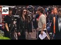 Anne Hathaway, Stanley Tucci, Emily Blunt film The Devil Wears Prada 2 in Milan