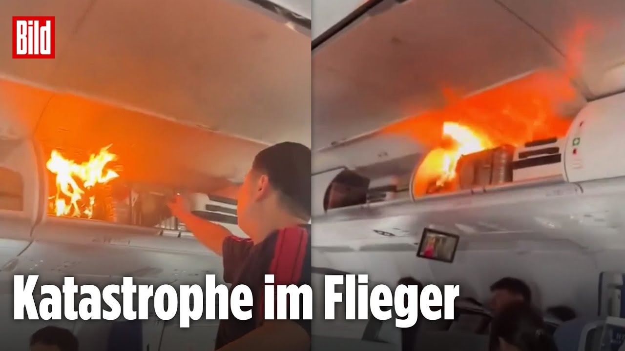 Mitten im Flug: Plötzlich brennt das Handgepäck