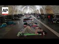 Kyiv residents sleep in metro station during a Russia attack in Ukraine