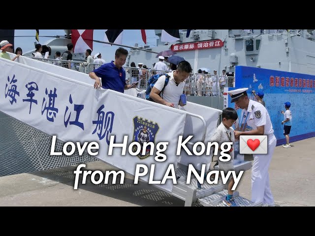Hongkongers tour PLA Navy Destroyer Zhanjiang, Frigate Yuncheng escorting aircraft carrier Shandong