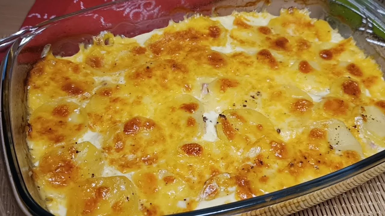 Картофель с ветчиной и сыром в духовке видео рецепт