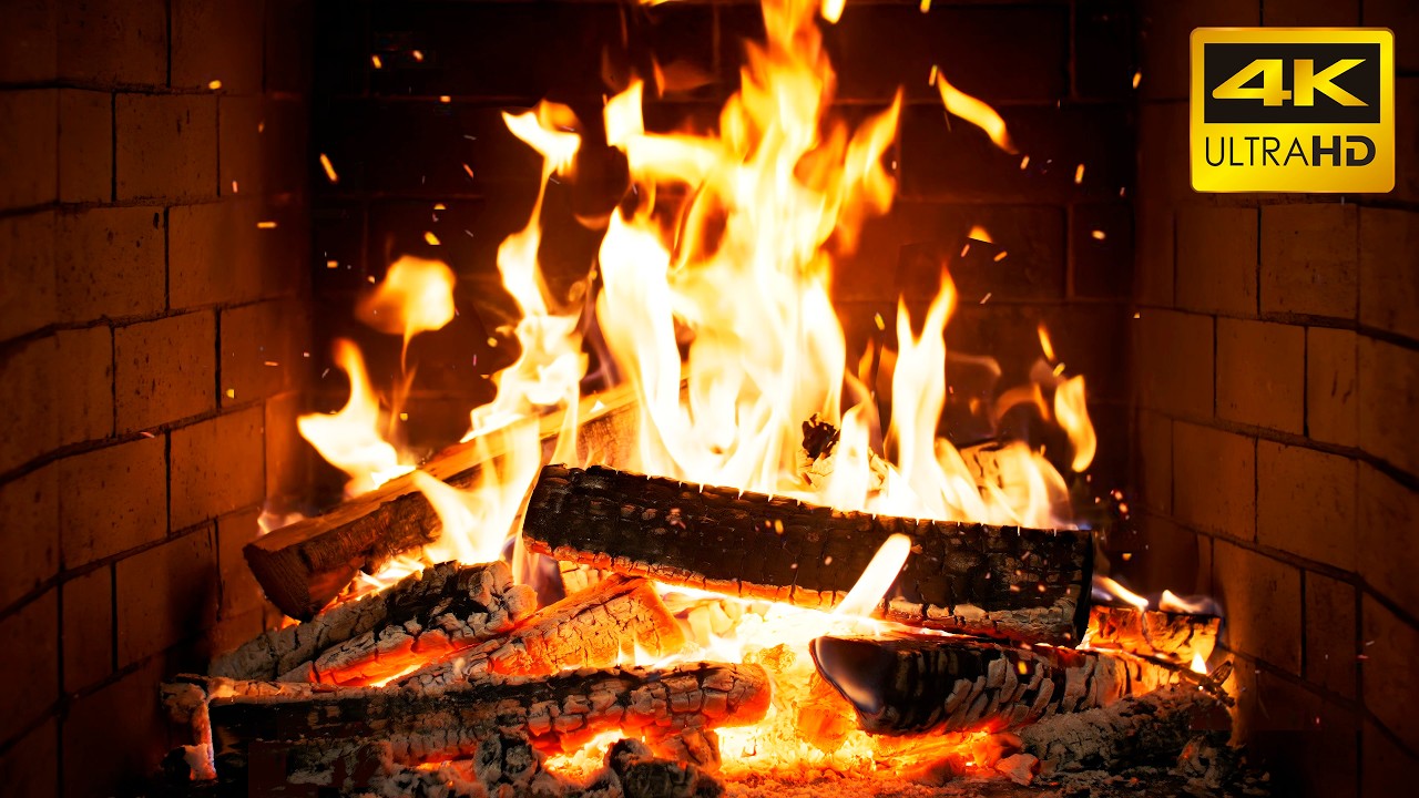 🔥 COZY NIGHTS by the FIREPLACE with CRACKLING LOGS & BURNING FIRE SOUNDS for CREATIVE RELAXATION