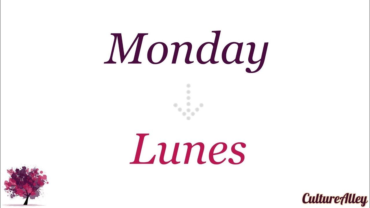 Basic Spanish Lesson 18 Days Of The Week Sunday Monday Friday