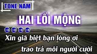 Hai Lối Mộng Karaoke Tone Nam ( A#m ) Beat Mới | Karaoke Đăng Khôi