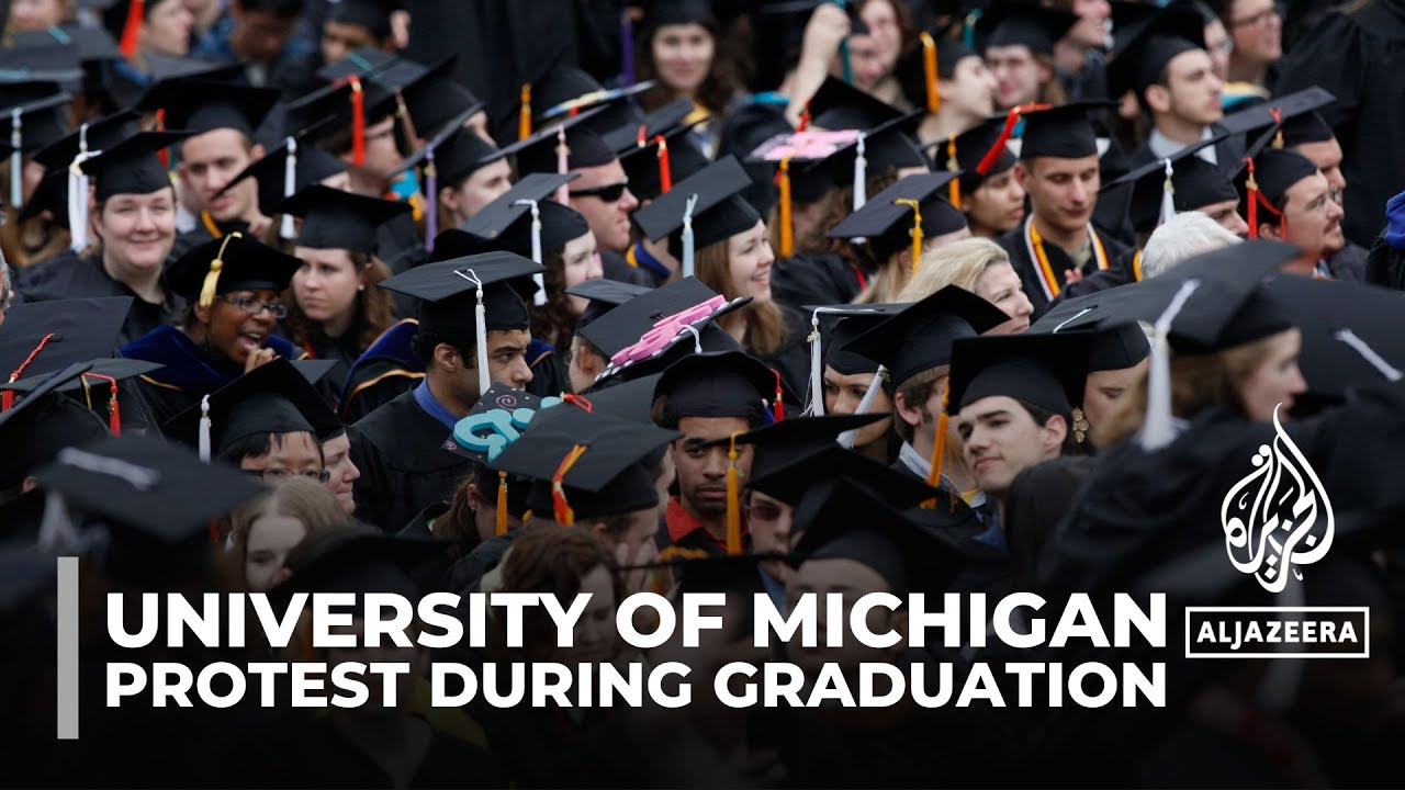 Protests against Israel's war on Gaza briefly disrupt University of Michigan graduation