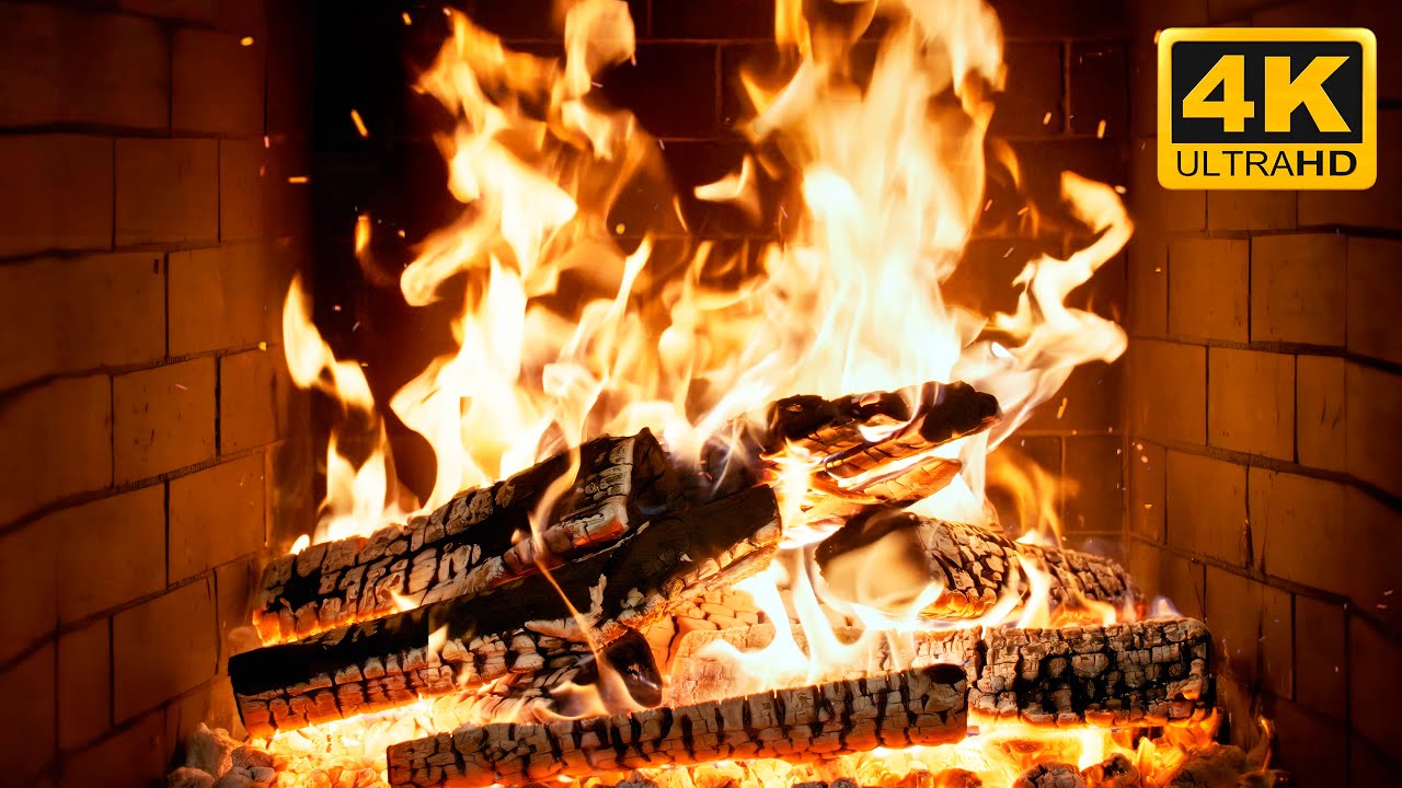 🔥 Peaceful Cabin Fireplace with Gentle Fire Sounds and Glowing Coals for Soft Christmas Background