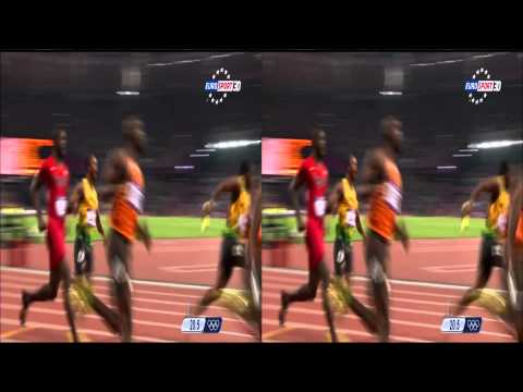 Jeux Olympiques Londres - 4x100m Finale Usain Bolt 3D stereo (Olympic Games London)