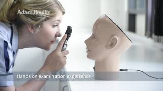 Simulador&nbsp;digital de retinopatia ocular, pele clara, 1026840, Exame Otorrinolaringol&oacute;gico (Video)