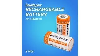 Pratinjau video produk Doublepow Baterai Isi Ulang CR123A Li-Ion Rechargeable 3V 450mAh 2PCS