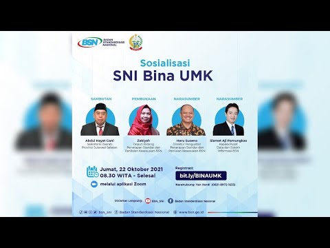 https://www.youtube.com/watch?v=OWaInEAS2oI&t=44sSosialisasi SNI Bina UMK KLT BSN Sulawesi Selatan