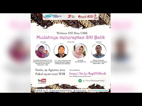 https://youtu.be/Oerp_GHDCAUSNI Bina UMK: Mudahnya Menerapkan SNI Batik