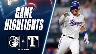 Orioles vs. Rangers Game Highlights (7/1/25) | MLB Highlights