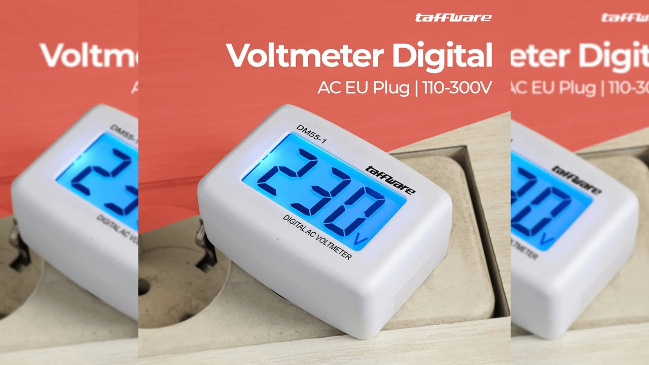 Pratinjau video produk Taffware Alat Pengukur Listrik Voltmeter Digital AC EU Plug 110-300V - DM55-1