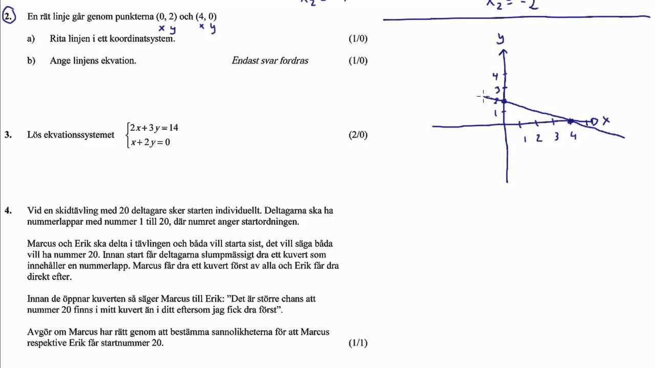 Nationella Provet Matematik B VT2011 Uppgift 1-4 - YouTube