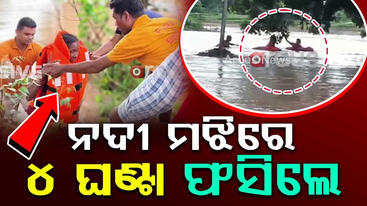 ନଦୀ ମଝିରେ ୪ ଘଣ୍ଟା ଫସିଲେ | Nabarangpur | RescueOperation | FireServices #BhandarRiver | ArgusNews