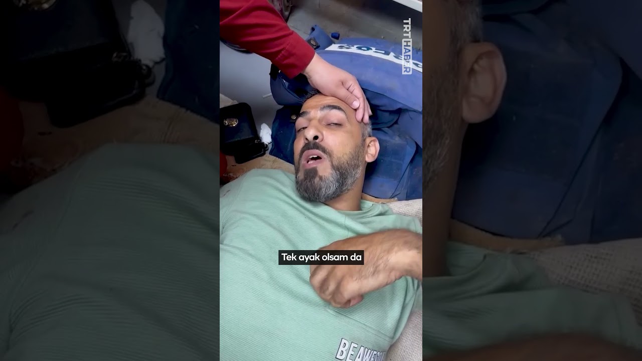 İsrail’in saldırısı sonucu ayağı ampute edilen kameraman Sami Şahada…
