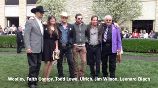 The cast of 50 to 1 and connections of Mine That Bird at Keeneland on April 18, 2014, to promote the film, which opened in Lexington that weekend.