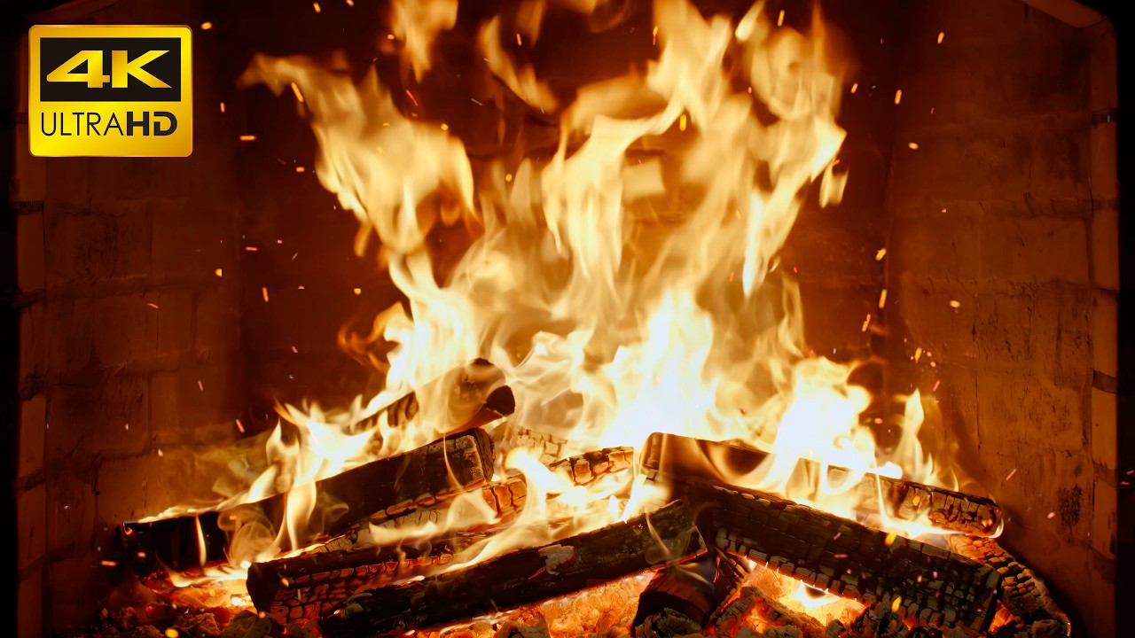 🔥 Wood Burning Fireplace (NO MUSIC) with WARM HEARTH SOUNDS AND EVENING SILENCE for Gentle Rest