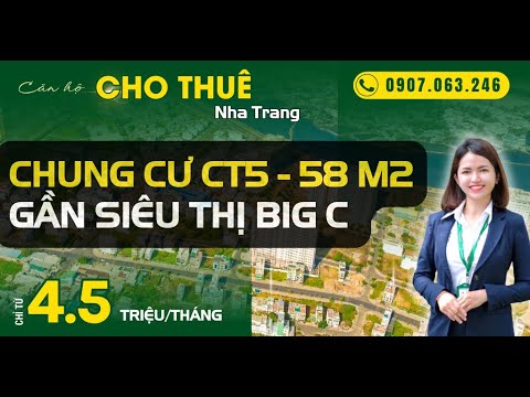 Chính chủ cho thuê căn góc CT5 gần Big C Nha Trang 2PN 1WC tầng cao, 58m2 full nội thất 4,5tr/tháng