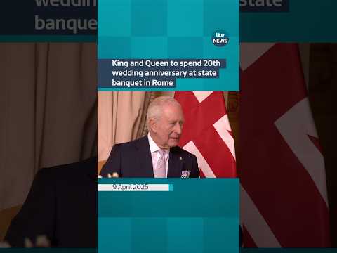 King and Queen to spend 20th wedding anniversary at state banquet in Rome #itvnews #shorts