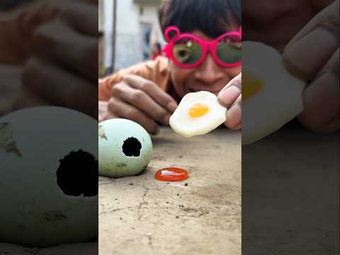 Laughing together, Happy and dancing together with the millipede to celebrate the fried egg