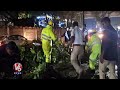 The GHMC Staff  Hastily Cutting Fallen Tree  With In Minutes | LB Nagar  | V6 News  - 03:26 min - News - Video