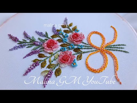 Brazilian Embroidery || Dimensional Stitches|| Cute bouquet of flowers