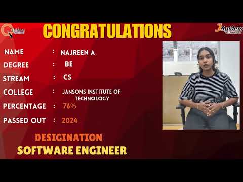 Student Placement Story From QSpiders/JSpiders | Chrompet Chennai