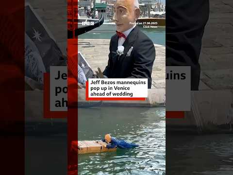 Jeff Bezos mannequins have been popping up all over Venice ahead of his lavish wedding. #BBCNews