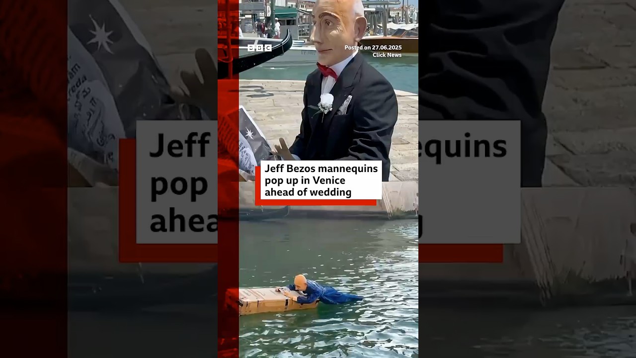 Jeff Bezos mannequins have been popping up all over Venice ahead of his lavish wedding. #BBCNews