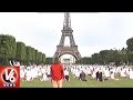 Yoga Day preparations begin at Eiffel Tower in Paris
