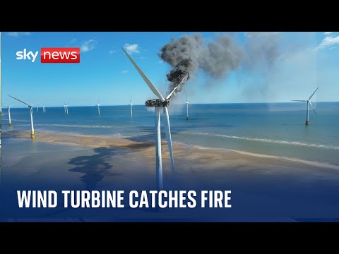 Black smoke billows from wind turbine off Norfolk coast