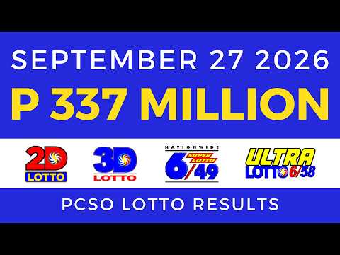 Lotto Result Today 9PM September <strong>27</strong> 2026 <strong>PCSO</strong>