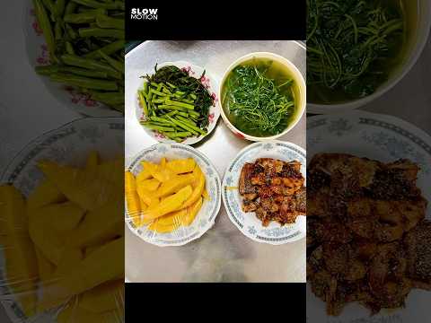 Cá lóc kho canh rau má và rau luộc tráng miệng xoài chín (món thứ 47) #shorts #cooking  #food