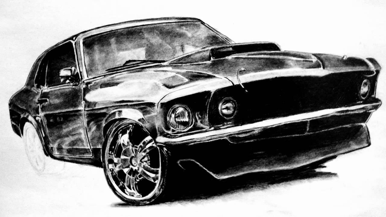 Ford mustang pencil drawing #8