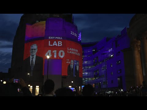 Exit polls projected onto BBC HQ show Labour landslide in UK election | AFP