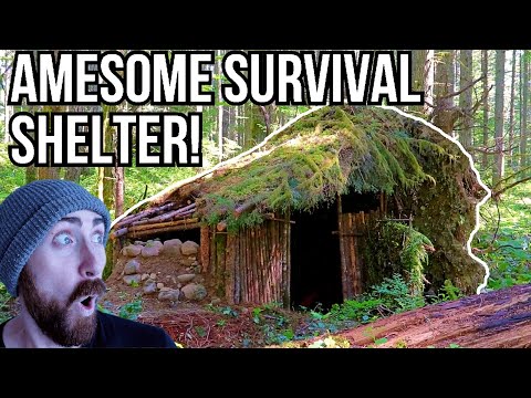 Awesome Bushcraft Survival Shelter Full Build!