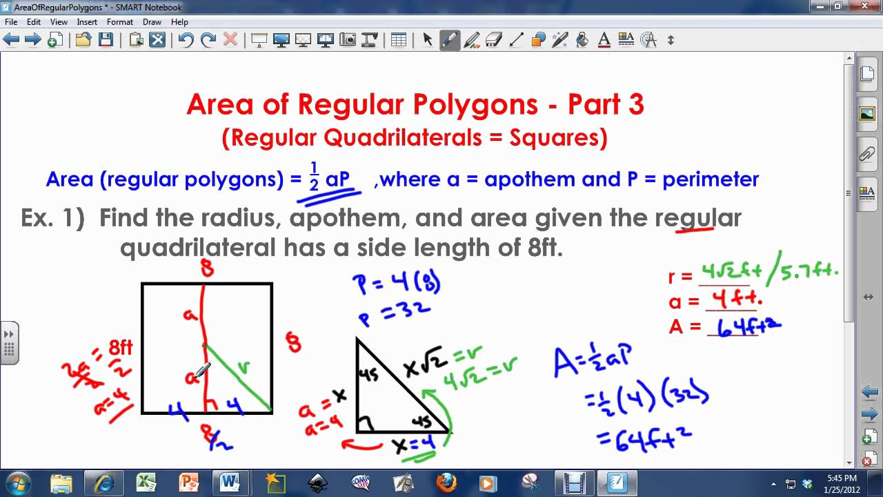 Area of Regular Polygons - Regular Quadrilaterals - YouTube